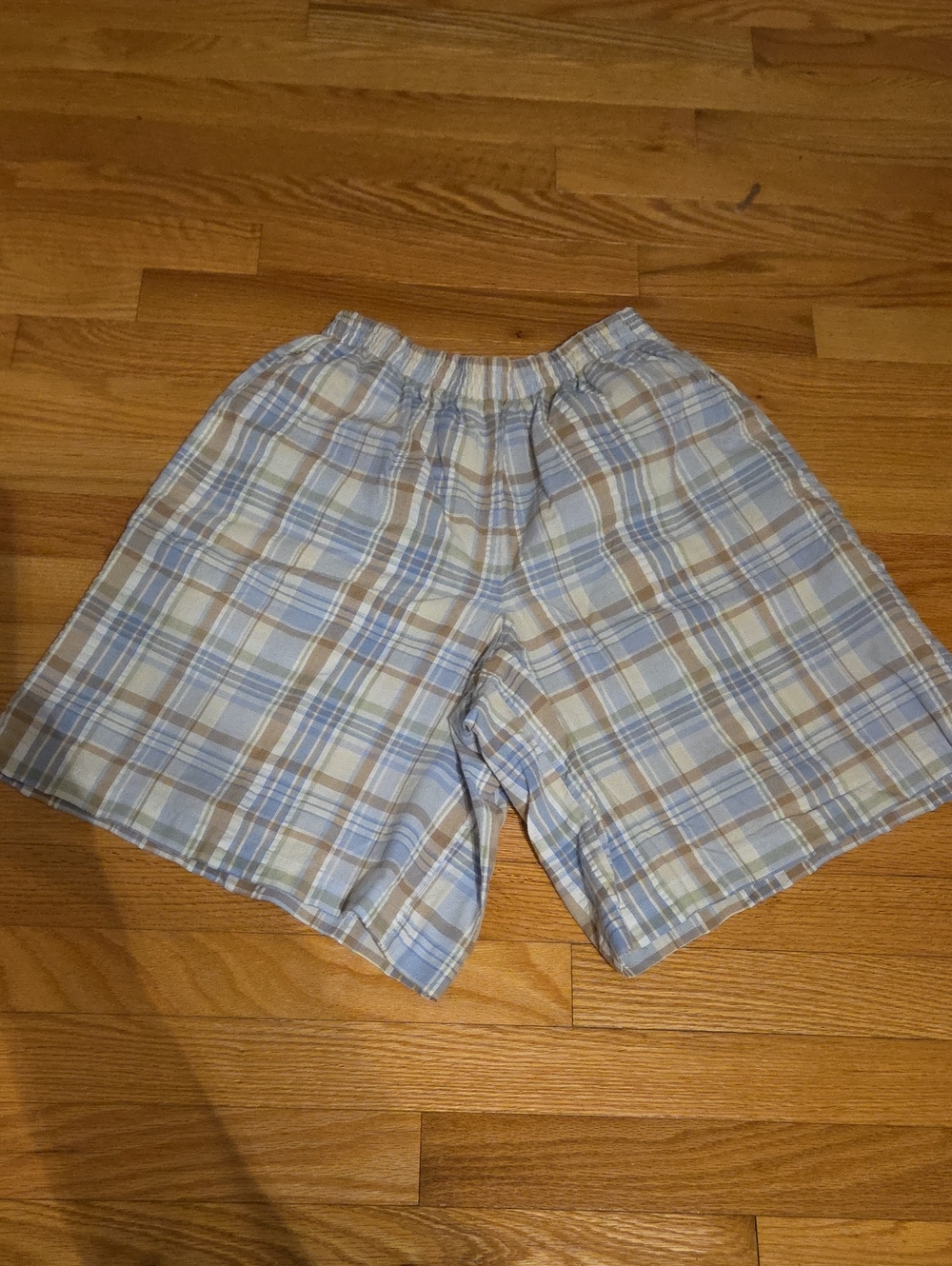 Alfred Dunner Light Blue and Tan Plaid Shorts